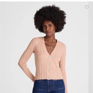 Madewell Peach V-Neck Button-Up Sweater